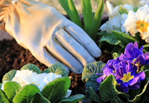 Recycling and waste separation on a landscaped site